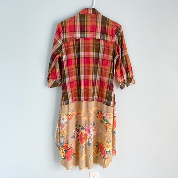 S O L D : Anthropologie Aratta Silent Journey Flannel Plaid Floral Dress - Picture 5 of 17